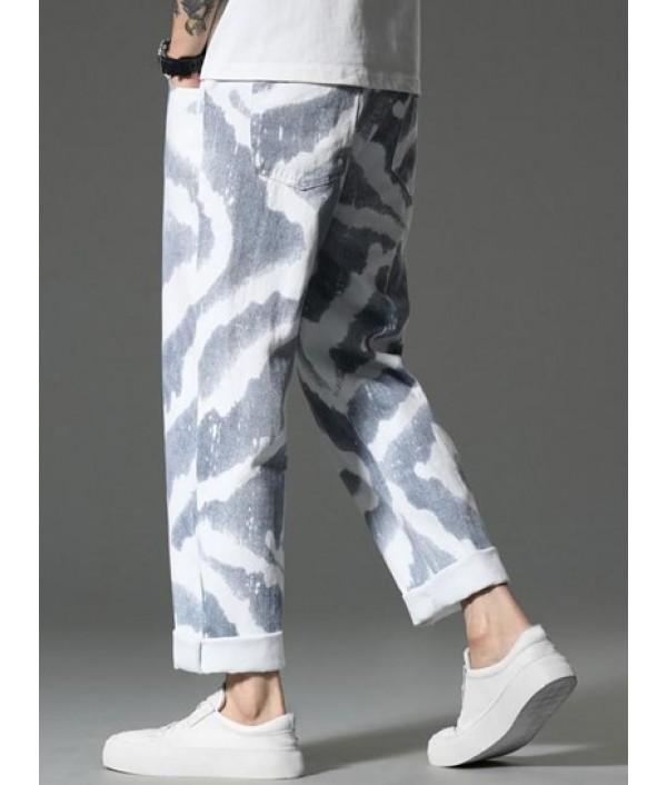 Bleach Wash Wide Leg Jeans