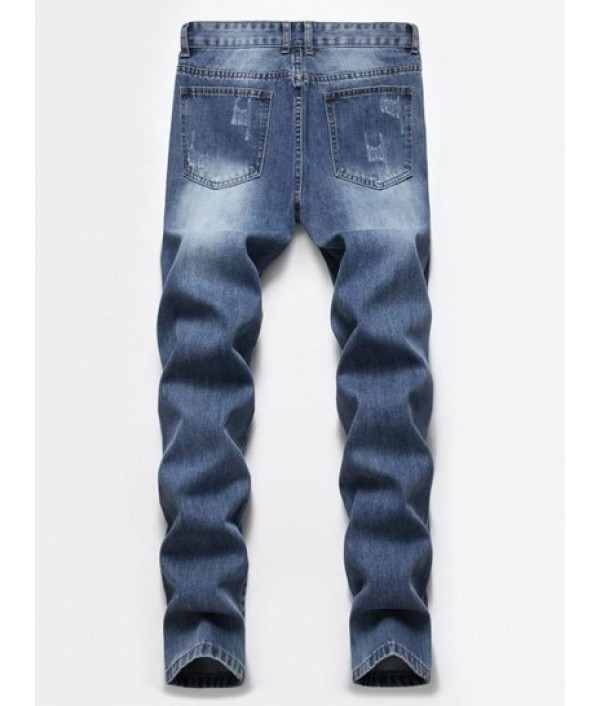 Destroyed Ripped Button Fly Skinny Jeans