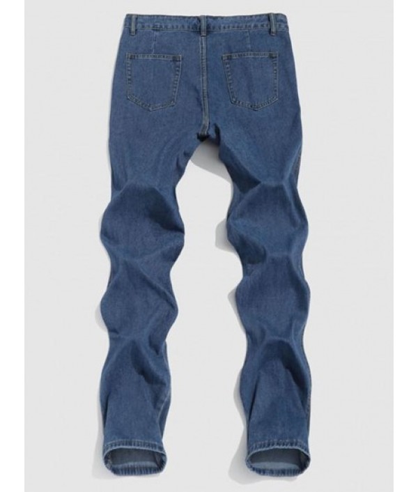 Loose Straight Leg Zipper Fly Jeans