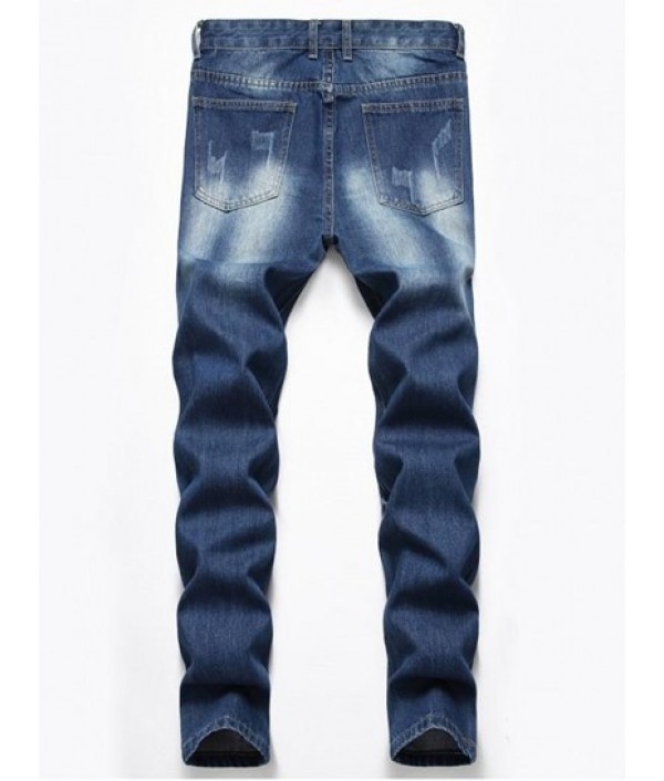 Ripped Destroyed Design Button Fly Jeans