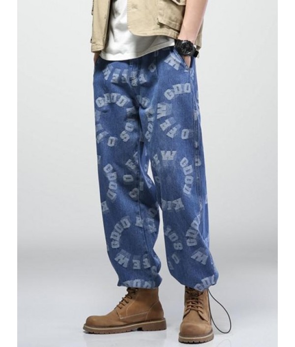 Letters Print Joggers Jeans