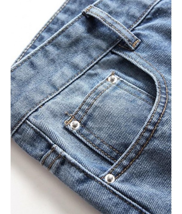 Destroyed Ripped Button Fly Skinny Jeans