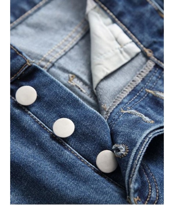 Ripped Destroyed Design Button Fly Jeans