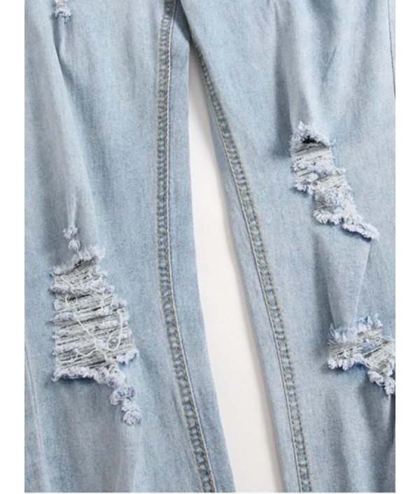 Ripped Light Wash Distressed Decoration Casual Jeans