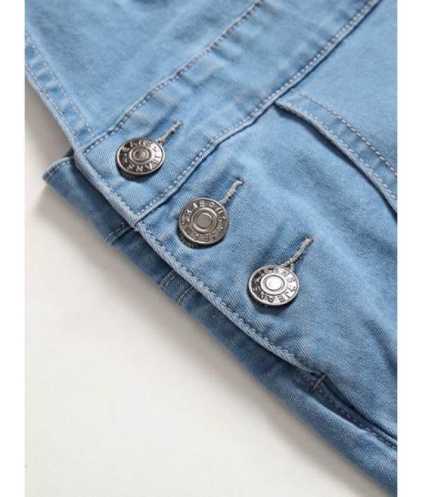 Pockets Casual Denim Jumpsuit