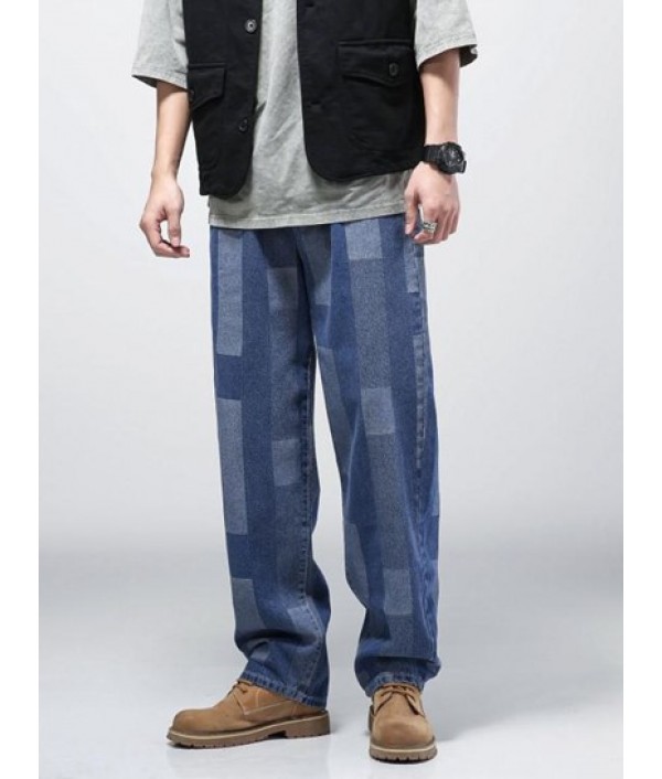 Y2K Aesthetic Geometric Print Straight Leg Jeans