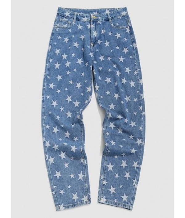 Stars Print Tapered Jeans
