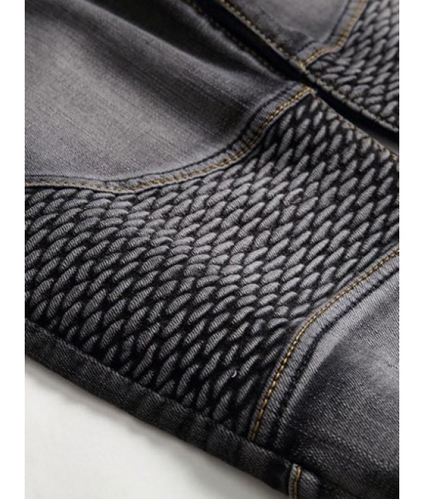 Pleated Patch Stitching Jeans