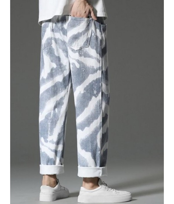 Bleach Wash Wide Leg Jeans