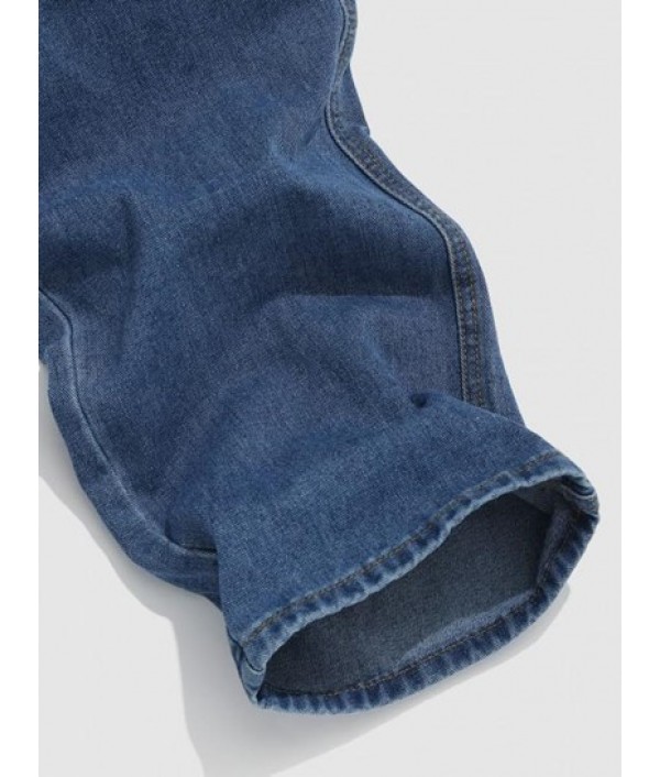 Loose Straight Leg Zipper Fly Jeans