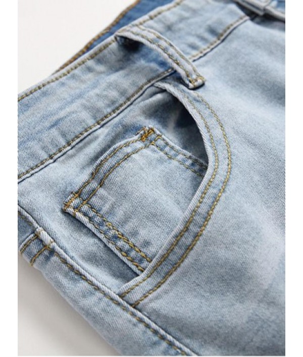 Ripped Light Wash Distressed Decoration Casual Jeans