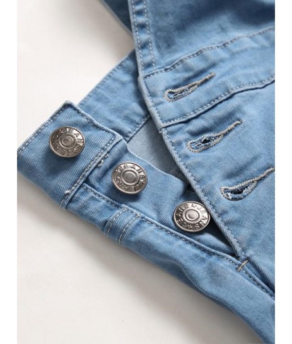 Pockets Casual Denim Jumpsuit