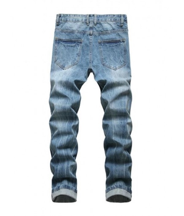 Zip Fly Distressed Jeans