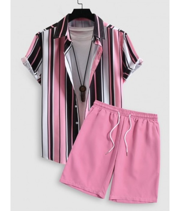 Vertical Stripes Short Sleeve ...