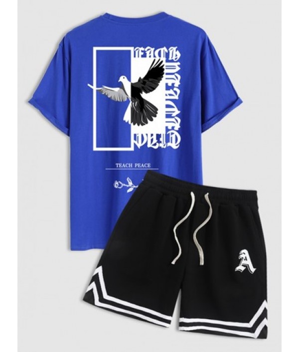 Men's Eagle Letter Rose Graphi...