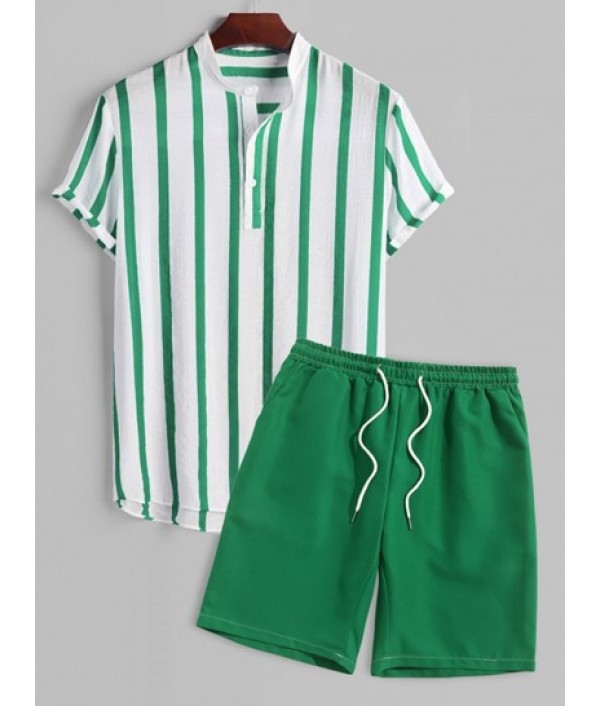 Men's Vertical Striped Button ...