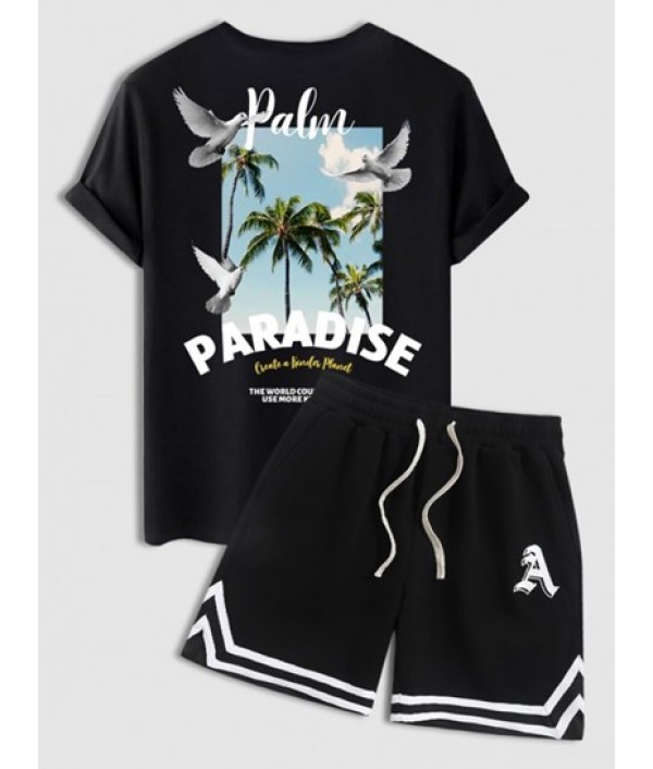 Men's Coconut Tree Letter Peace Doves Pa...