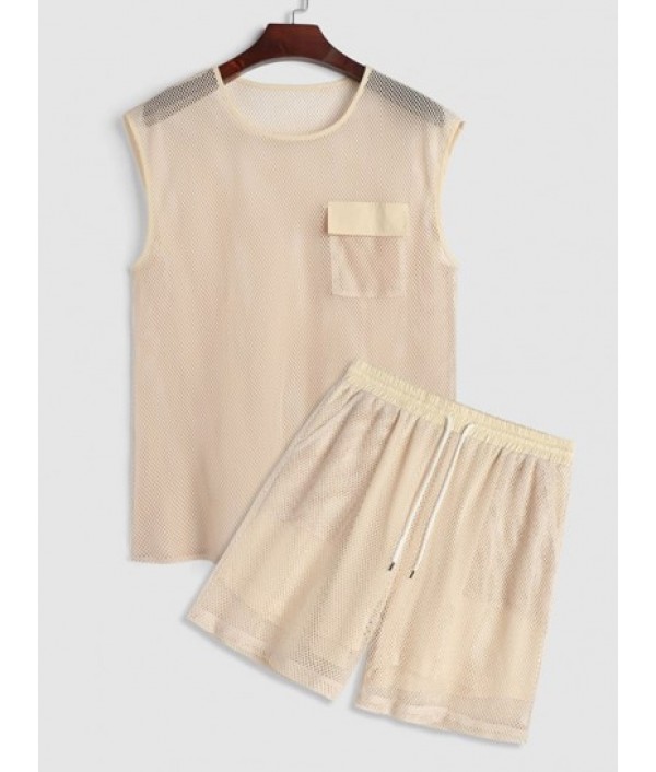 Sexy Sheer Openwork Mesh Two Piece Set F...