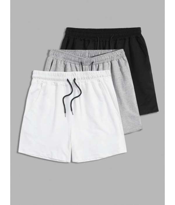 Men's 3Pcs Basic Solid Color Drawstring ...