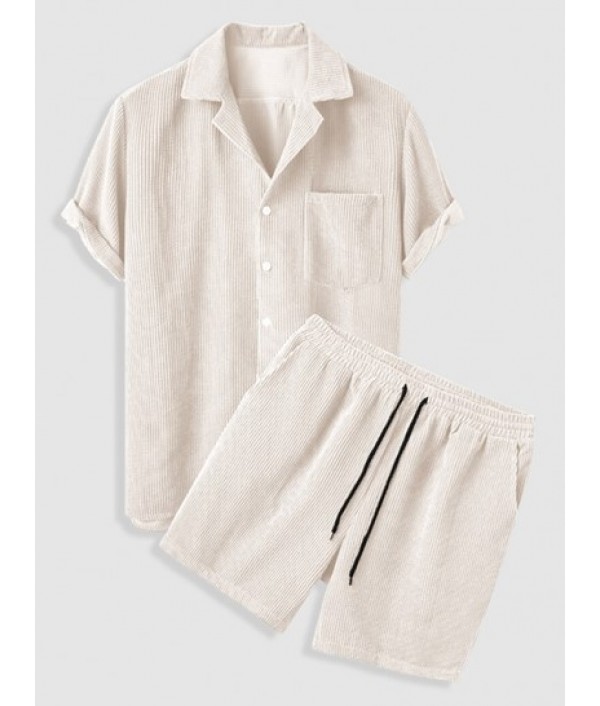 Men's Corduroy Casual Lapel Co...