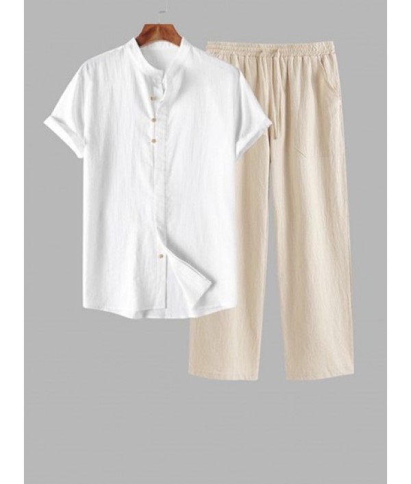 Men's Stand Collar Solid Color...