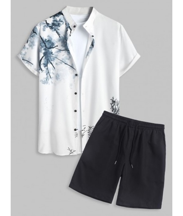 Men's Chinese Ink Wash Painting Plant Pa...