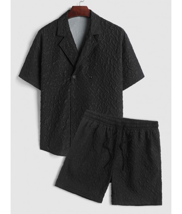 Men's Casual Bubble Jacquard Textured Sh...