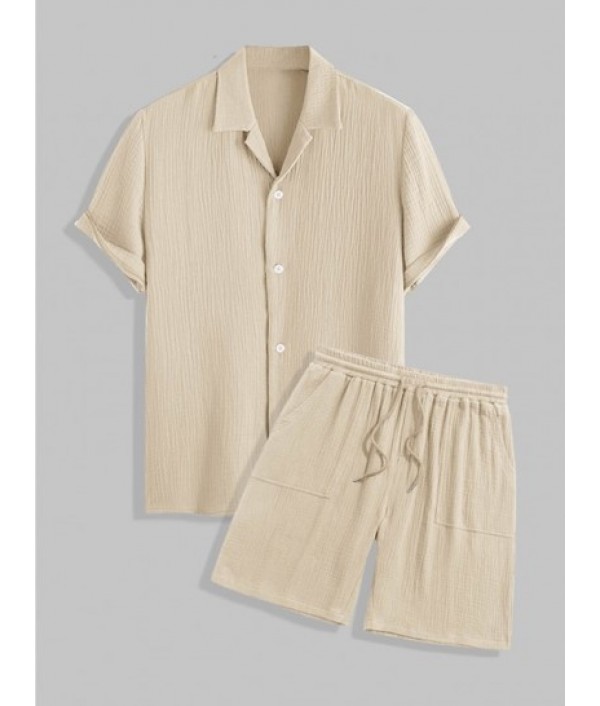 Men's Cotton And Linen Textured Wrinkle ...