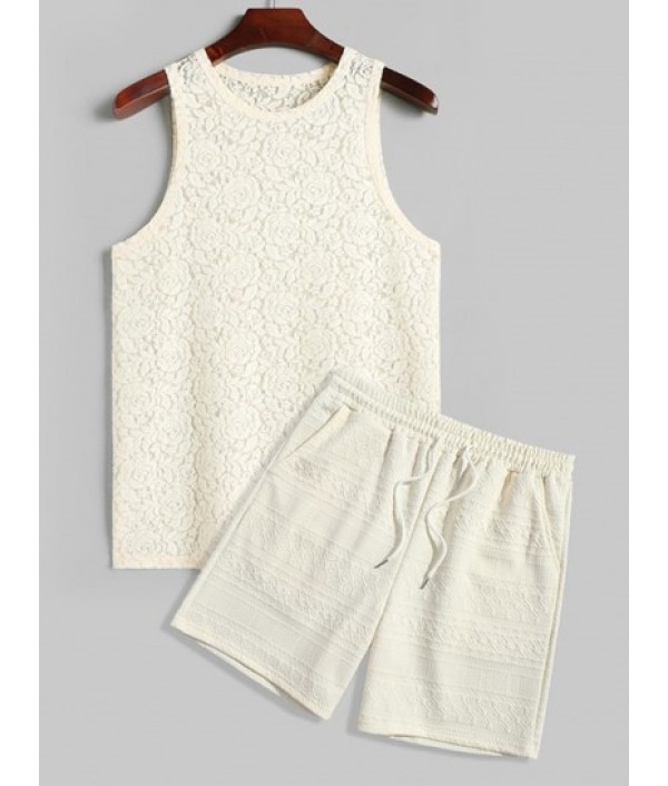 Men's Two Piece See Through Sheer Rose L...