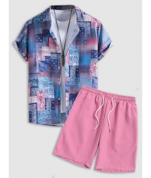 Men's Ethnic Style Paisley Pattern Short...