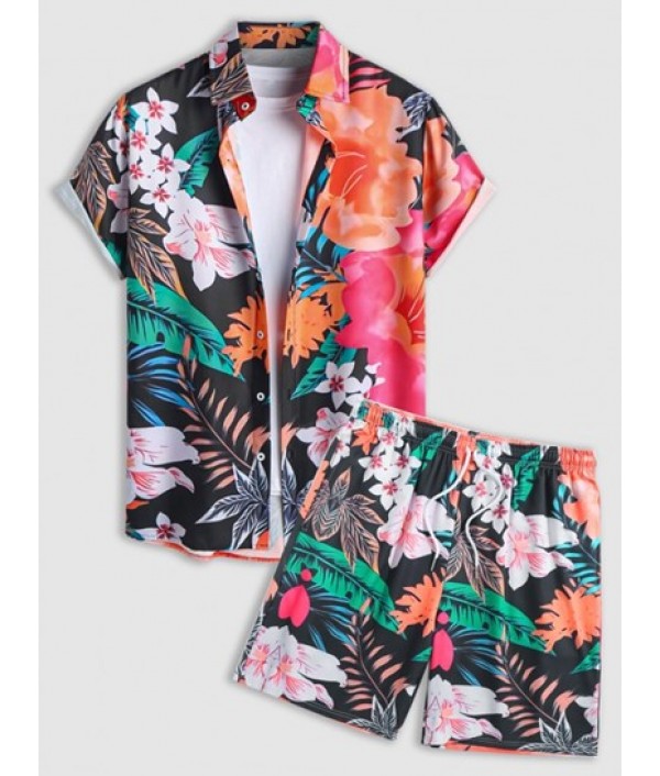 Men's Floral Tropical Leaf Pri...