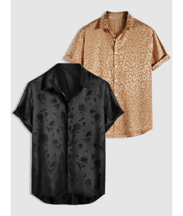 2Pcs Jacquard Silky Leopard Print Satin ...