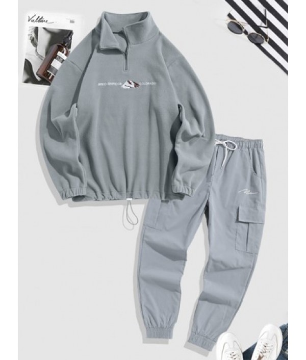 Fuzzy Embroidered Quarter Zip Polar Flee...