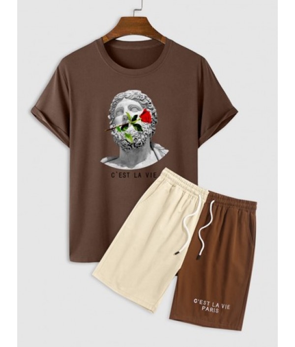 Men's Casual Sculpture Floral Rose Graph...