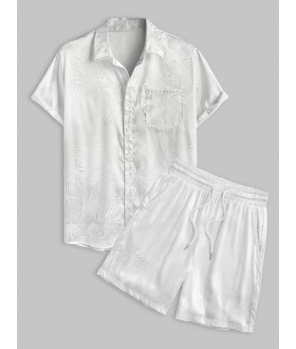 Men's Coconut Tree Jacquard Silky Satin ...