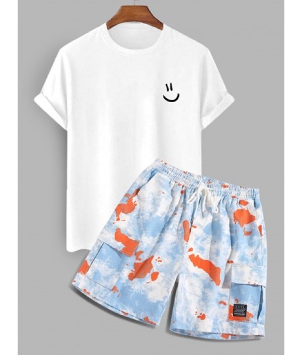 Smile Face Cartoon T-shirt And Tie Dye S...