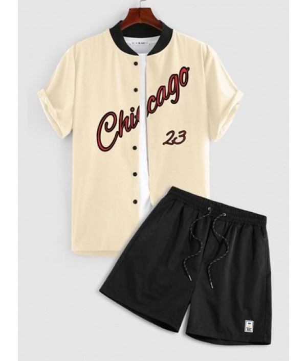 Baseball Short Sleeve Shirt With Shorts Set