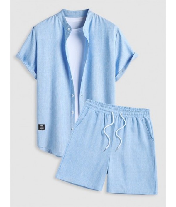 Stand Collar Applique Decor Heathered Ba...