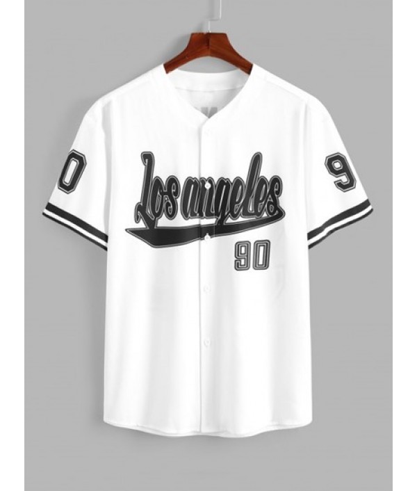 Los Angeles Short Sleeves Baseball Shirt And Colorblock Beam Feet Cargo Pants Set