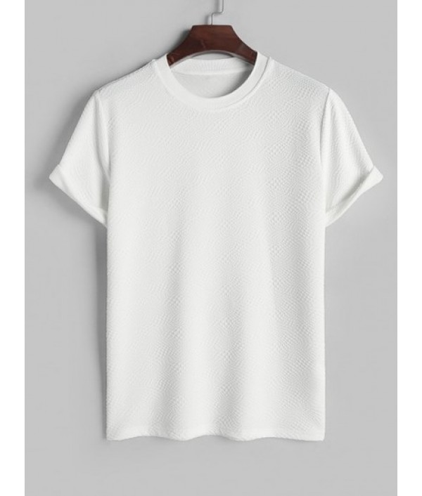 Solid Color Bubble Jacquard Textured Short Sleeves T-shirt And Shorts Set Solid Color Bubble Jacquard Textured Short Sleeves T-shirt And Shorts Set