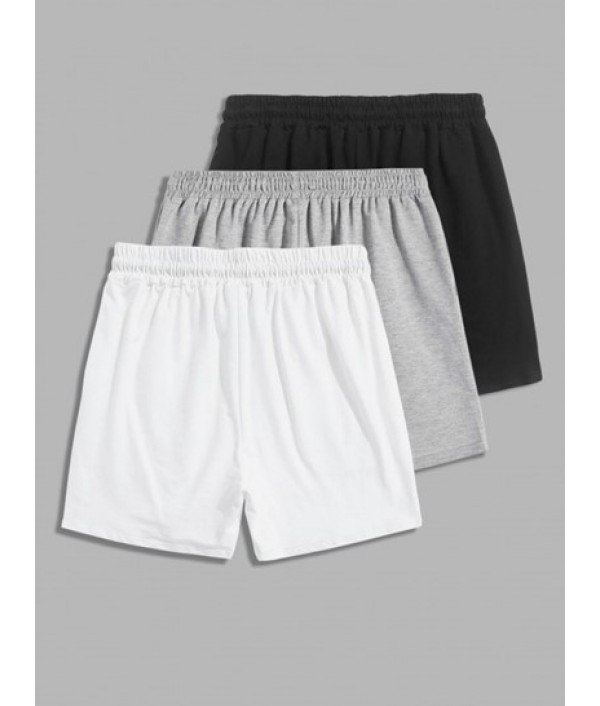Men's 3Pcs Basic Solid Color Drawstring Sports Sweat Shorts Set Men's 3Pcs Basic Solid Color Drawstring Sports Sweat Shorts Set