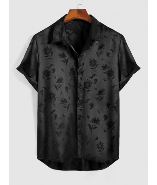 2Pcs Jacquard Silky Leopard Print Satin Party Short Sleeve Shirt 2Pcs Jacquard Silky Leopard Print Satin Party Short Sleeve Shirt