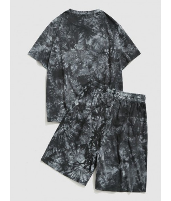 Tie Dye Print T-shirt And Shorts Set