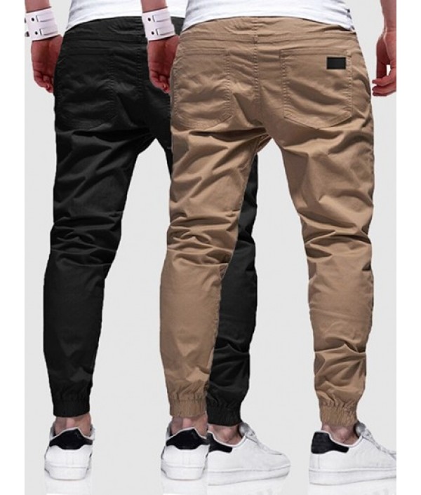 2Pcs Patched Pockets Drawstring Pants Set 2Pcs Patched Pockets Drawstring Pants Set