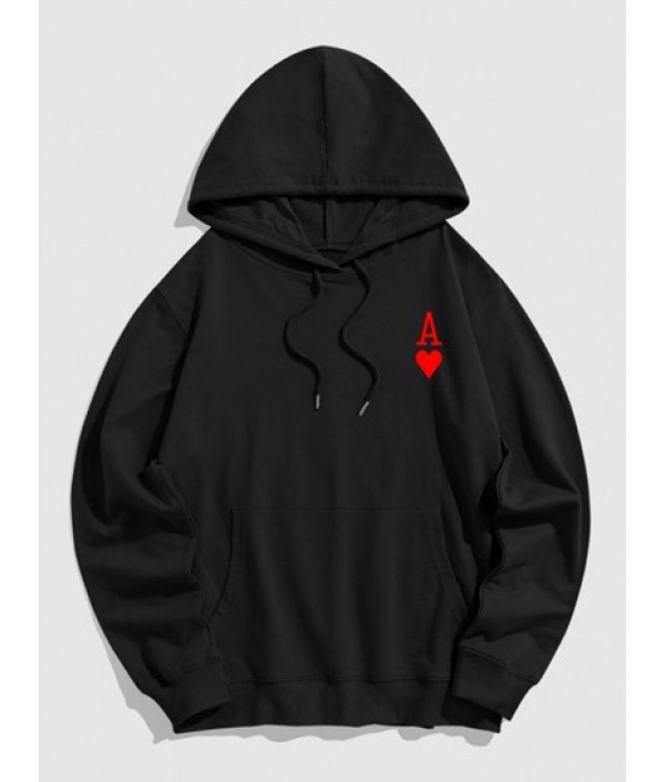 The Ace Of Hearts Playing Card Pullover Hoodie With Jogger Sweatpants Set Outfit