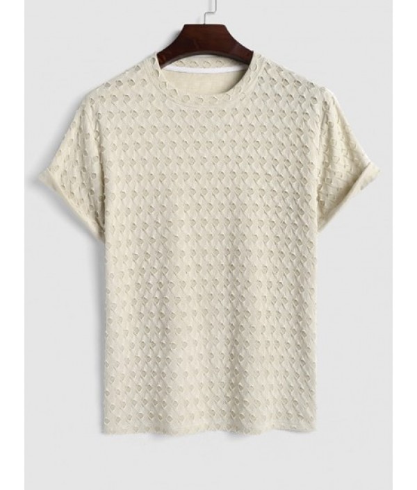 Men's Daily Casual Two Piece Set Double Layered Ripped Design Short Sleeves Round Neck T-shirt With Drawstring Pocket Corduroy Textured Shorts Set Men's Daily Casual Two Piece Set Double Layered Ripped Design Short Sleeves Round Neck T-shirt With Drawstring Pocket Corduroy Textured Shorts Set