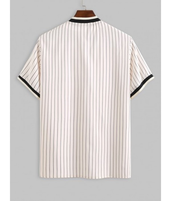 Men's Vertical Stripes LOS ANGELES Letter Coconut Tree Pattern Short Sleeves Button Front Baseball Shirt And Drawstring Board Shorts Vacation Hawaiian Beach Set Men's Vertical Stripes LOS ANGELES Letter Coconut Tree Pattern Short Sleeves Button Front Baseball Shirt And Drawstring Board Shorts Vacation Hawaiian Beach Set