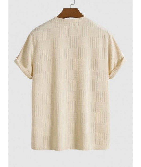 Jacquard Terry Cloth Textured Short Sleeves T Shirt With Shorts Two Piece Set Jacquard Terry Cloth Textured Short Sleeves T Shirt With Shorts Two Piece Set