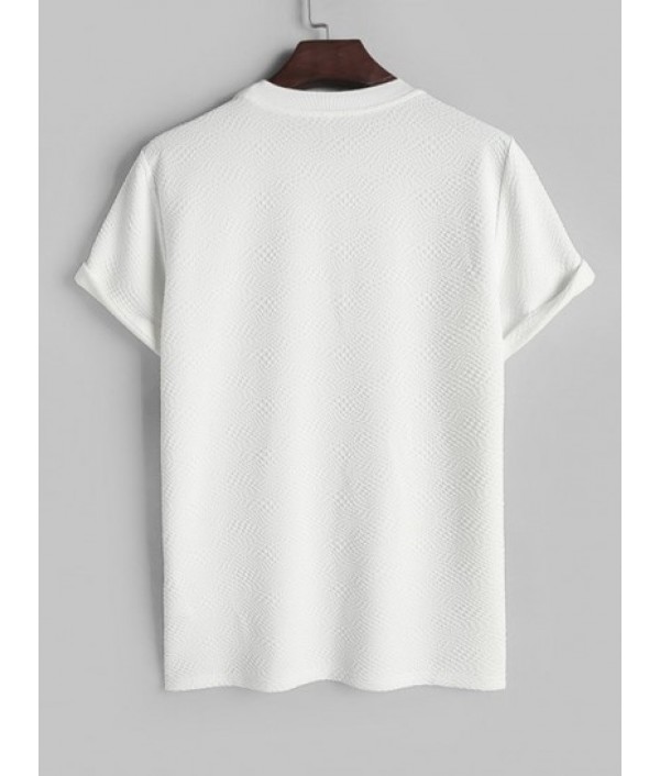 Solid Color Bubble Jacquard Textured Short Sleeves T-shirt And Shorts Set Solid Color Bubble Jacquard Textured Short Sleeves T-shirt And Shorts Set