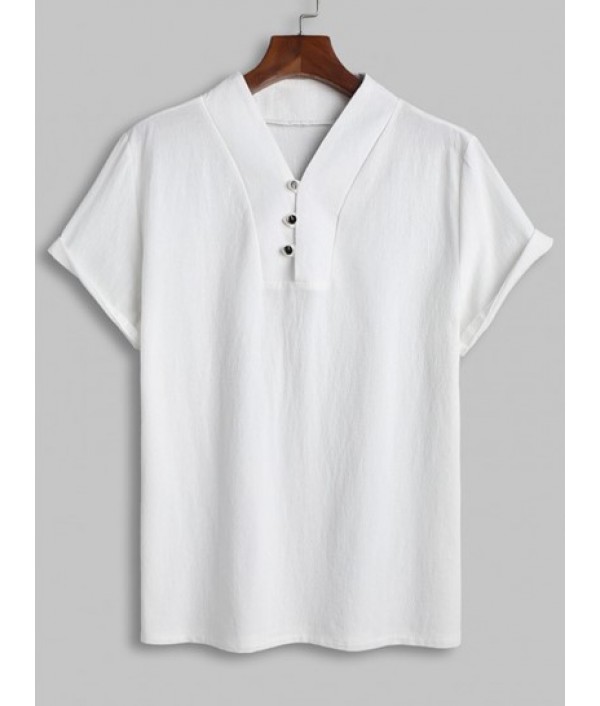 Men's Matching Two Piece Casual Lounge Textured Button Loop V Neck Short Sleeves Popover Top And Drawstring Straight Pants Set